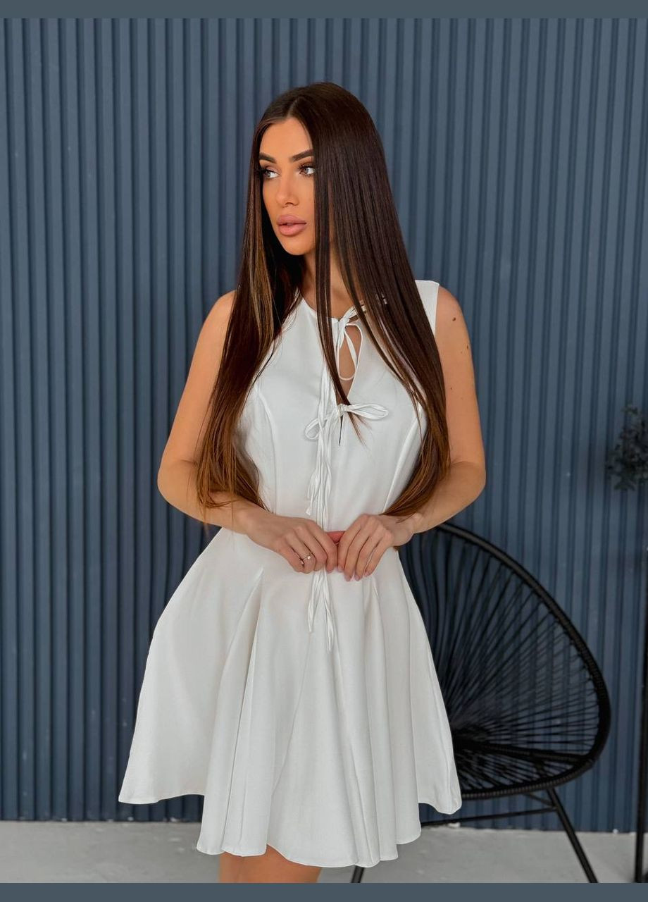 Молочное кэжуал, коктейльное платье No Brand однотонное