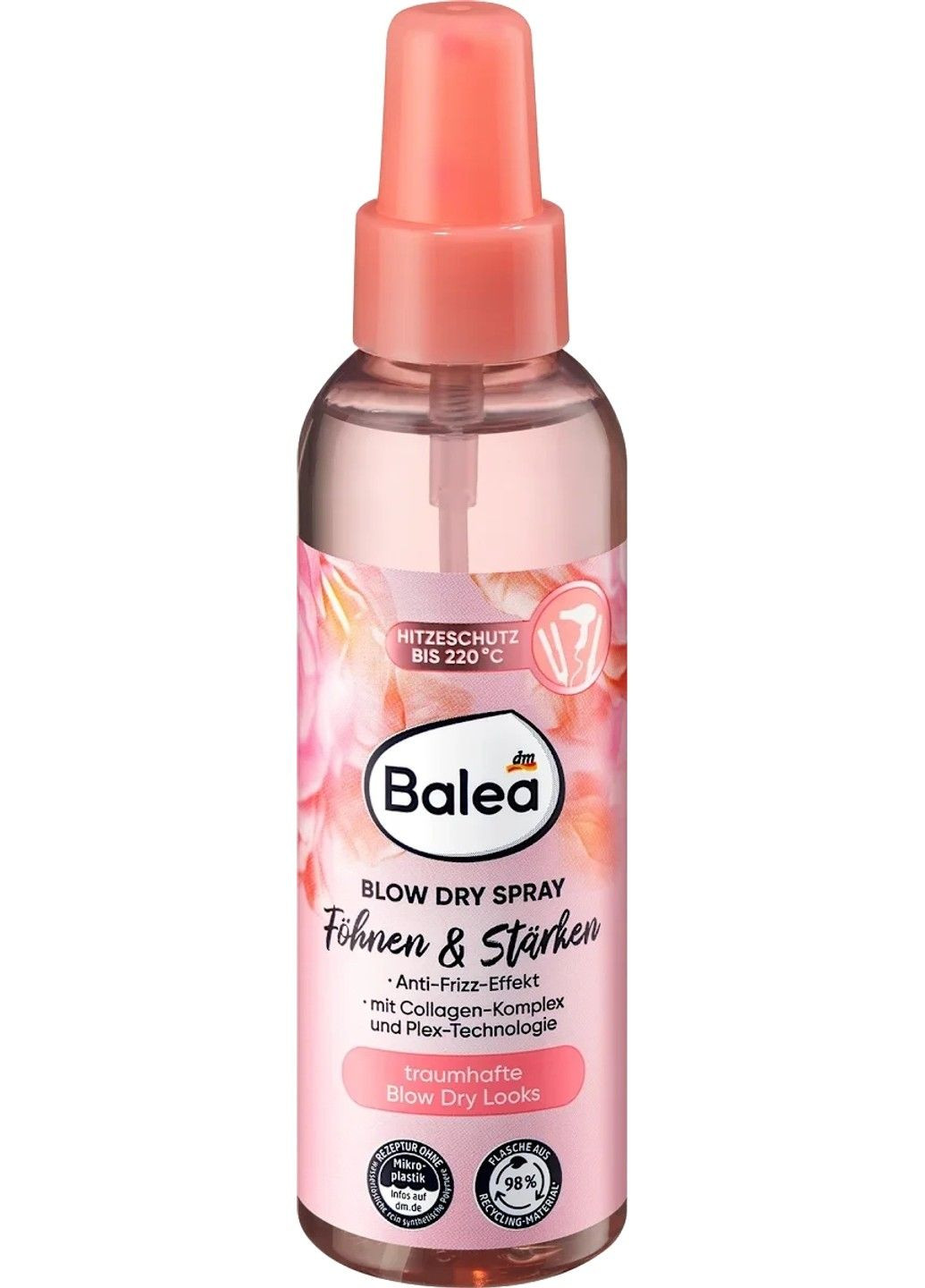 Термозахисний спрей для волосся Blow Dry, 150 мл — з колагеновим комплексом, пантенолом і бетаїном, без силіконів Balea (341278487)