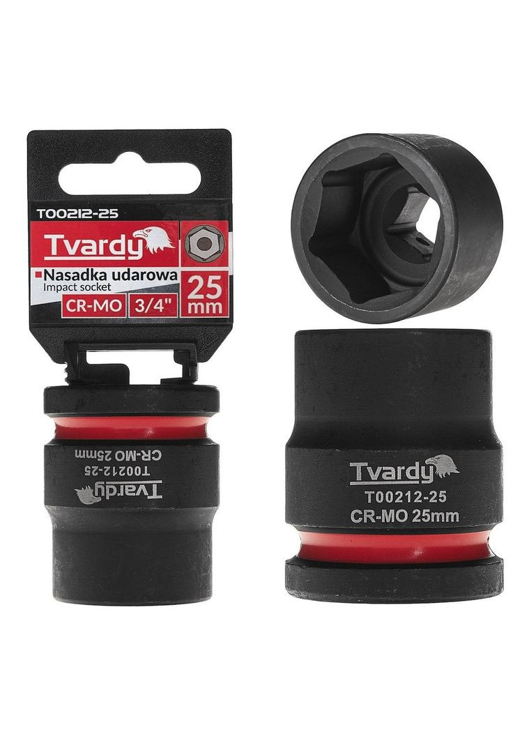 Головка ударна "Tvardy" з хром-молібденової сталі (Cr-Mo) 3/4" 6-гранна 25 мм Geko (355263128)