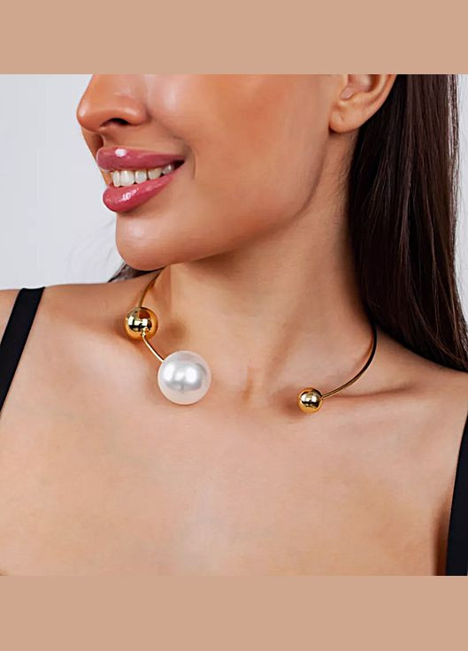 Чокер колье незамкнутое украшеное бусинами No Brand металл (327274185)