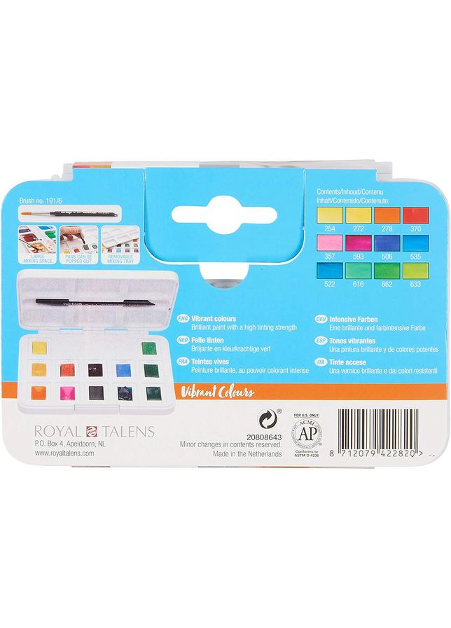 Набор акварельных красок Pocket box VIBRANT COLOURS 12 кювет Royal Talens Van Gogh (362584553)