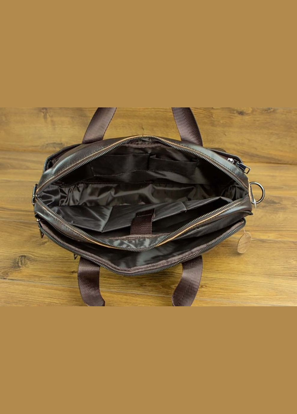 Мужская кожаная сумка NEWR1909DBROWN-111 коричневая No Brand (370848396)