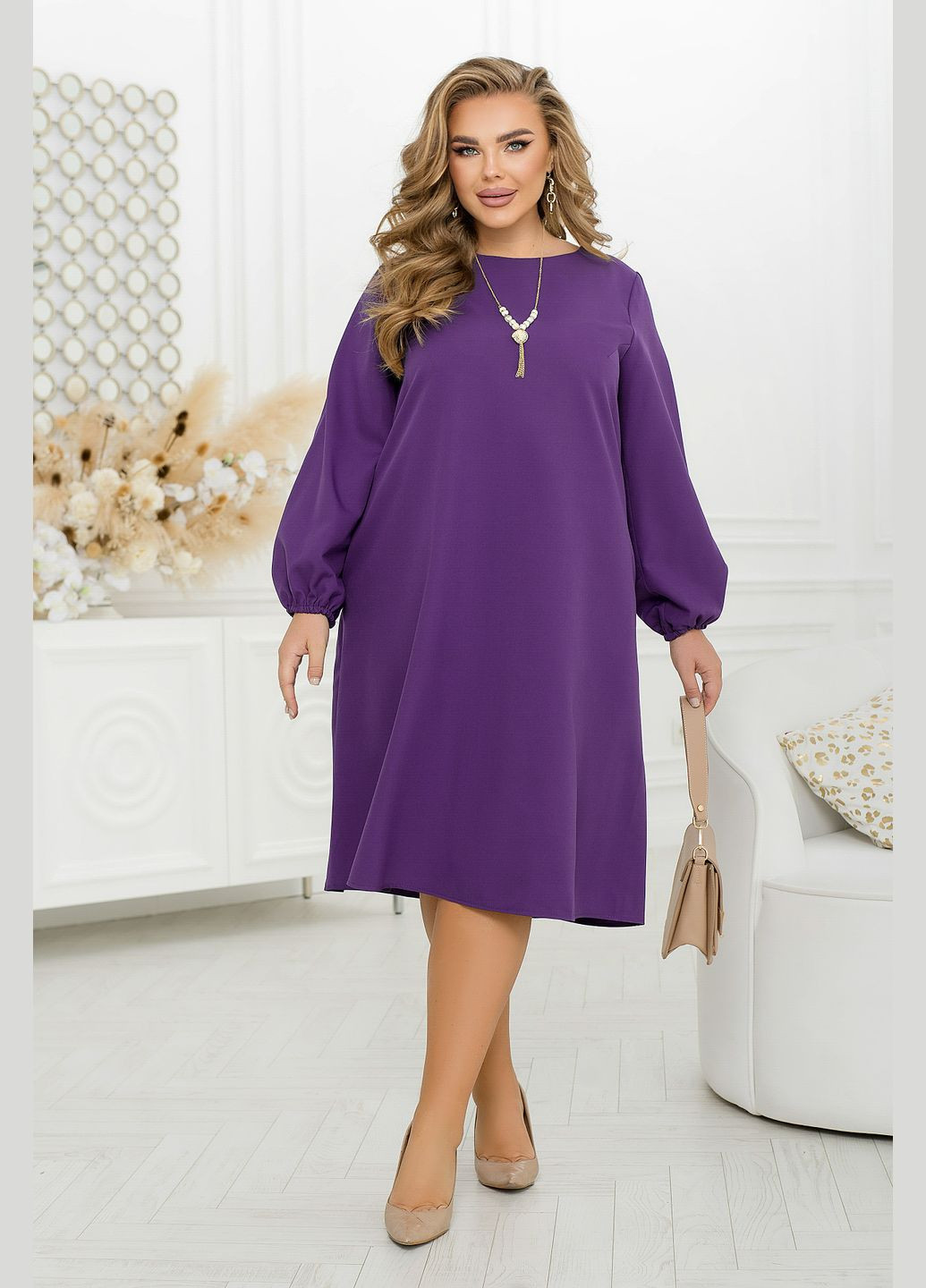 Фиолетовое повседневный платье а-силуэт Minova однотонное