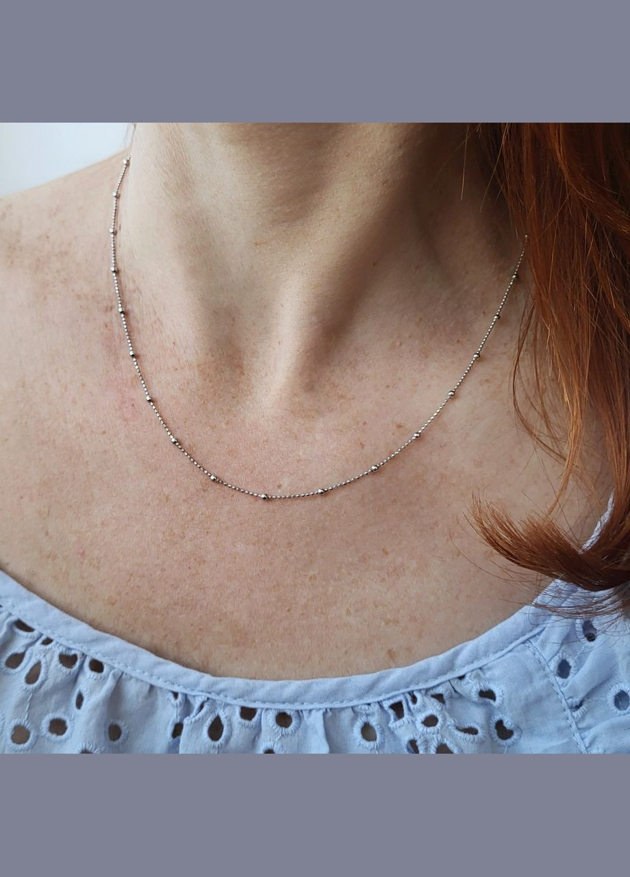 Срібний ланцюжок см перлинне плетіння кольє з кульками срібло 925 проби Родоване 1.91г kuklik3 No Brand (306854773)