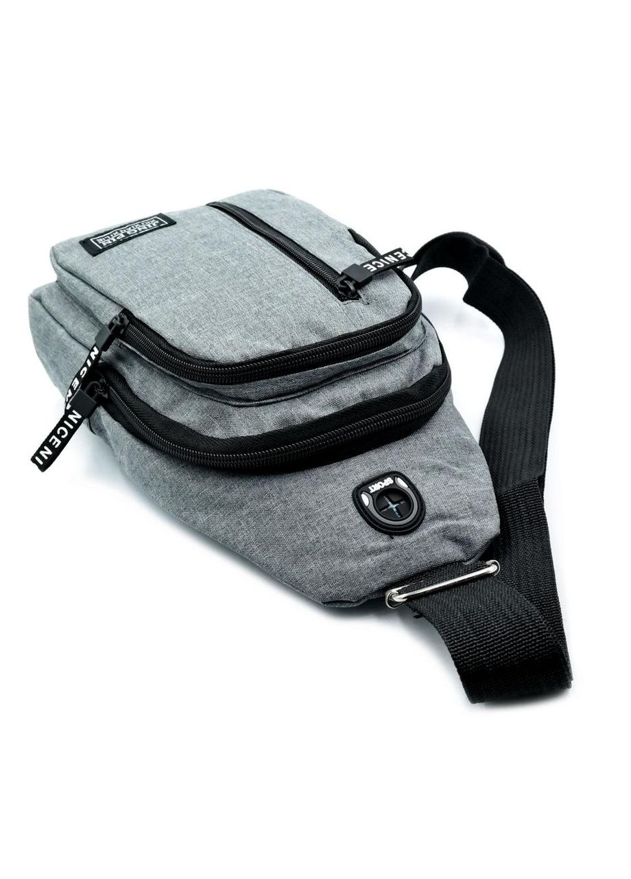 Сумка-слінг сірий водонепроникна спортивна сумка через плече нагрудна сумка для чоловіків ProDobro (364672336)