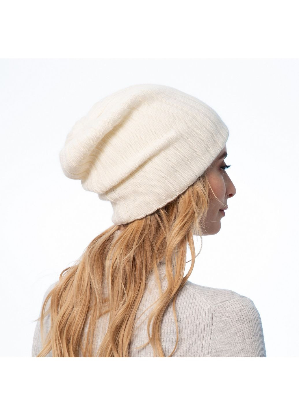 Шапка колпак женская шерсть белая LIORA LuckyLOOK 259-492 (322789423)