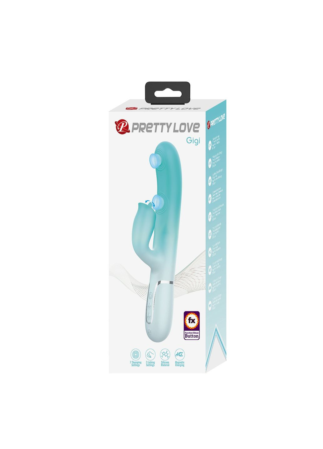 Вибратор-кролик Gigi со стимулятором язычком,, 22.8 х 3.4 см Pretty Love (361670049)