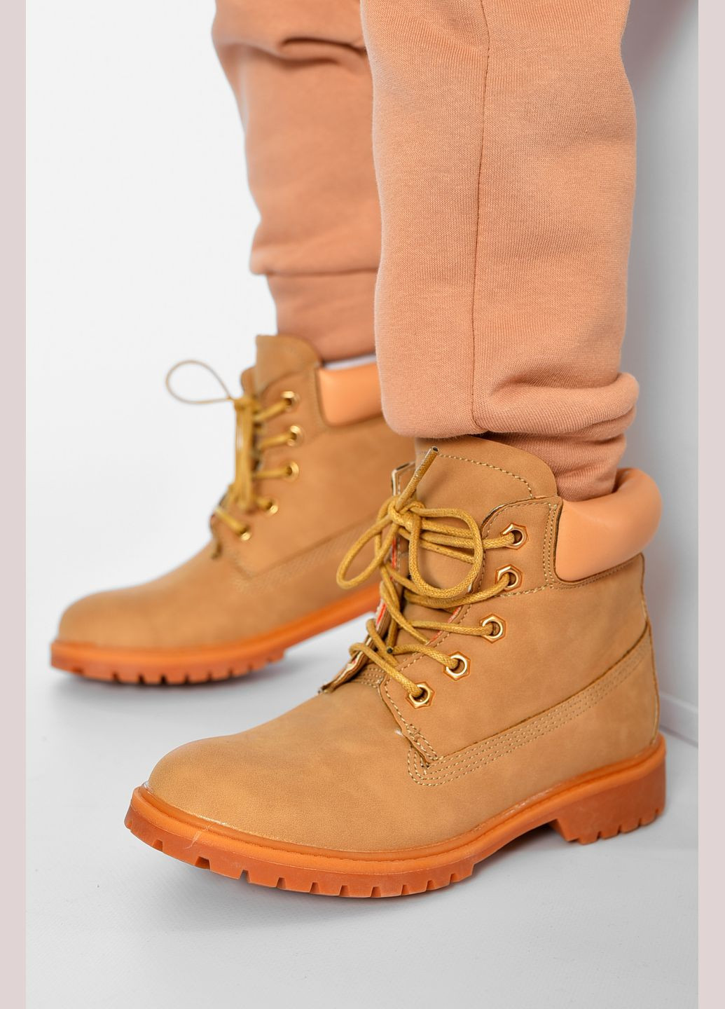Черевики дитячі бежевого кольору на шнурівці Let's Shop (308202361)