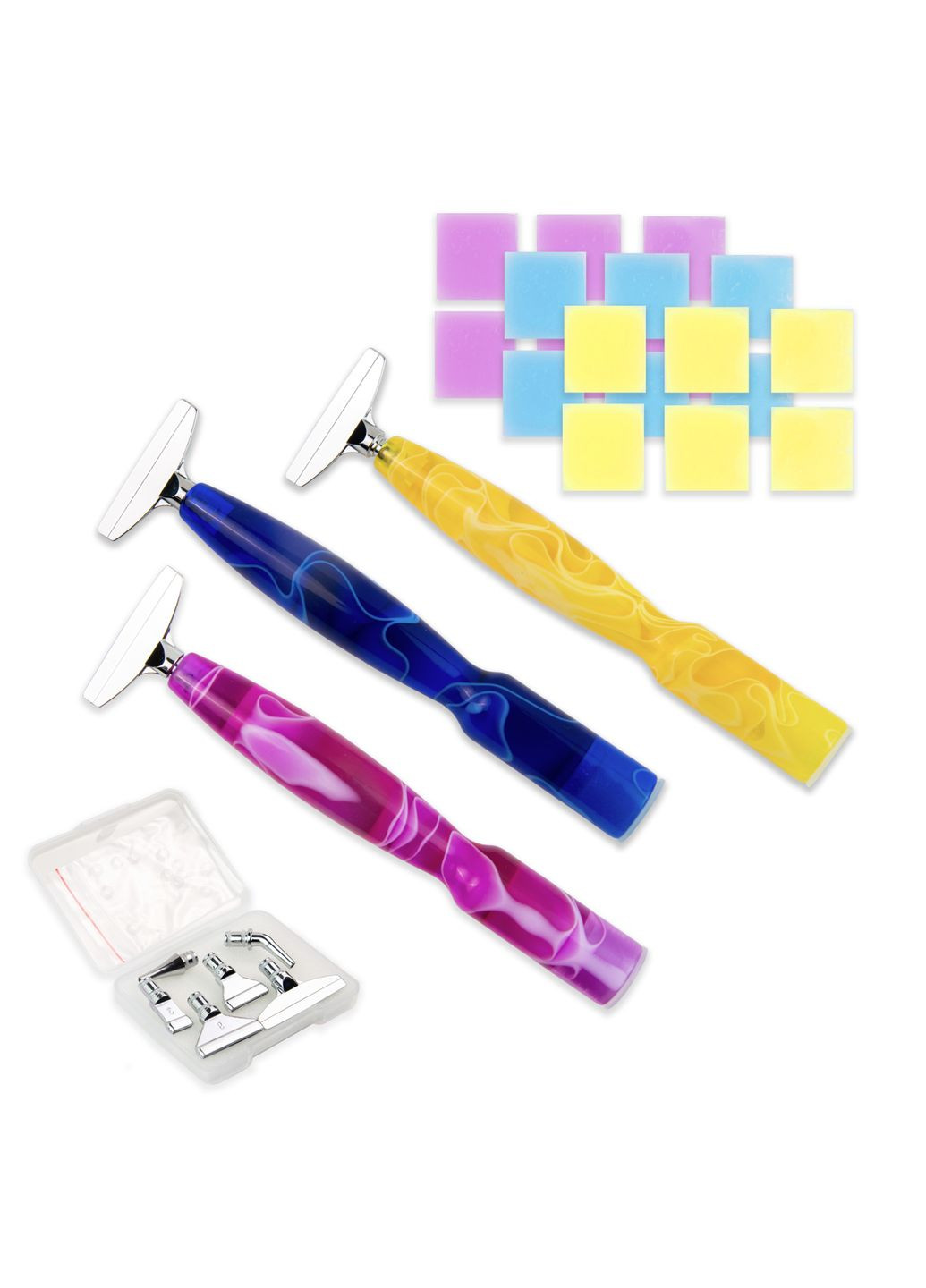 Стилус скляний кольоровий з 6 змінними насадками для алмазної мозаїки творчий інструмент для рукоділля Strateg (369758425)