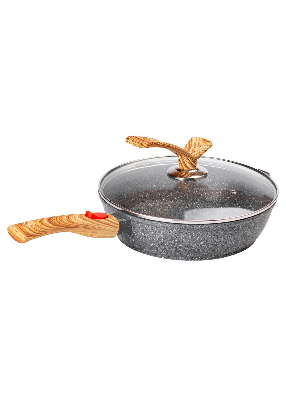 Алюмінієва глибока сковорода (2,8 л) зі скляною кришкою Ø 26 см сіра MGC (356460510)