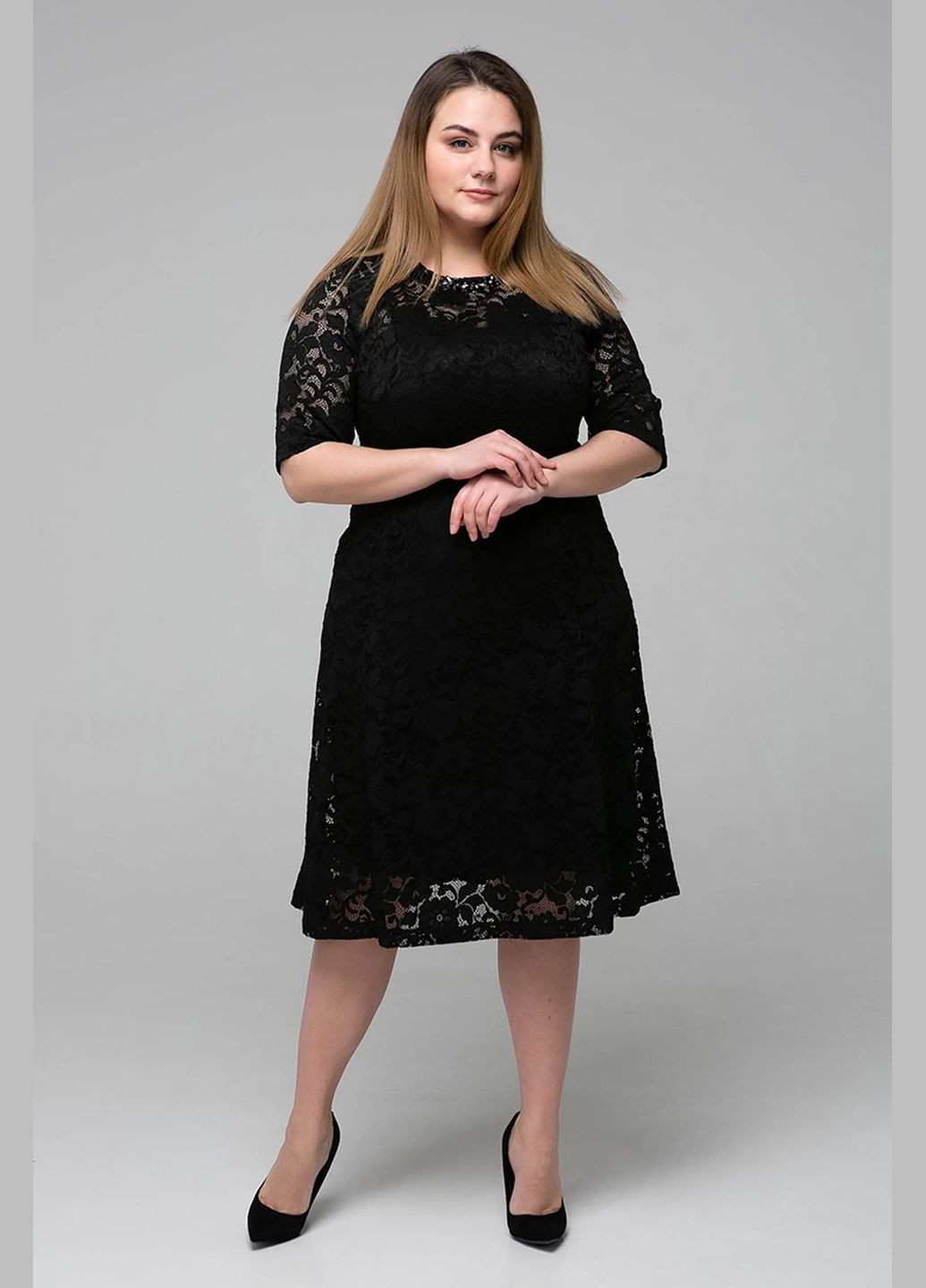 Чорна вечірня гіпюрова сукня з чохлом івона чорний Tatiana