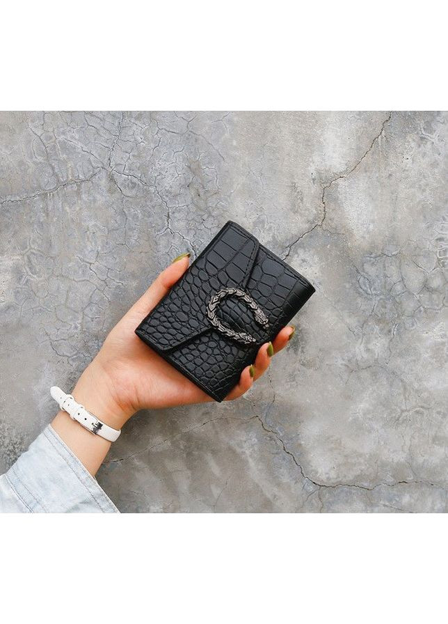 Женский мини кошелек клатч подкова, маленький эко кожа под рептилию черный No Brand (351536591)