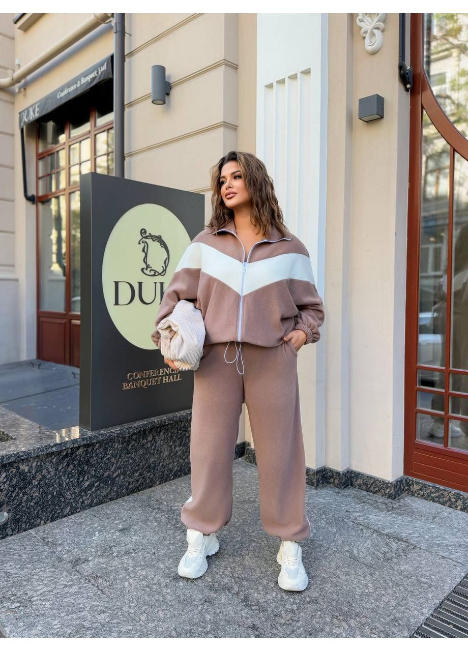 Костюм жіночий теплий флісовий штани палаццо на затяжках No Brand (363619192)