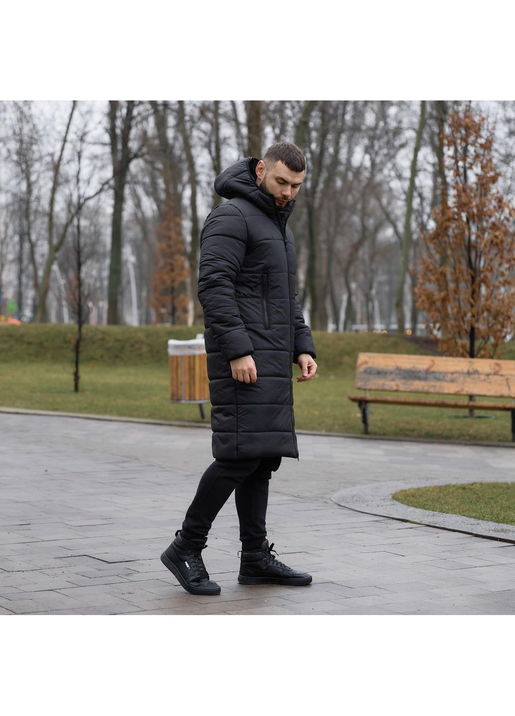 Черный зимний Пуховик No Brand