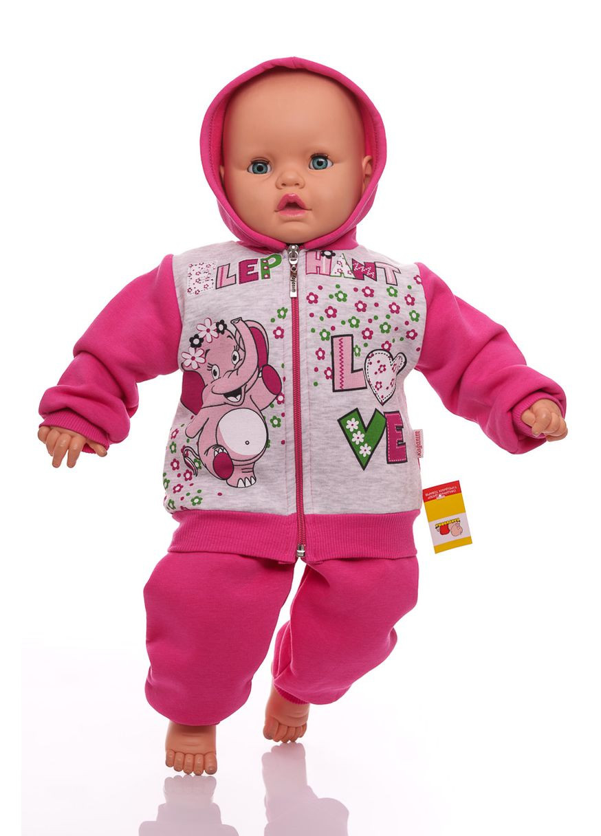 Рожевий зимній костюм на флісі для дівчинки трикотажний слонік рожевий 74 см (34115) BABYKROHA