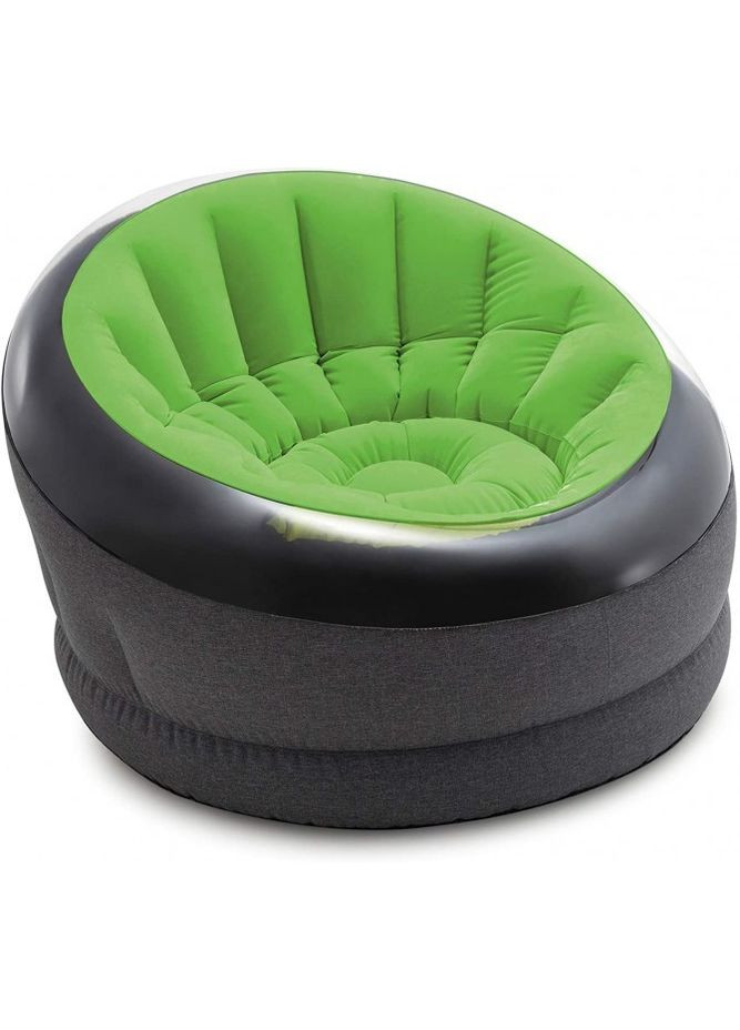 Надувне крісло флоковане 66581 Empaire Chaire (112х109х69 см) зелене без насоса Intex (268738290)