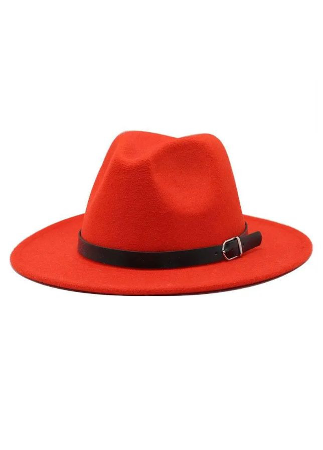 Шляпа федора с ремешком красный No Brand Федора (315337296)