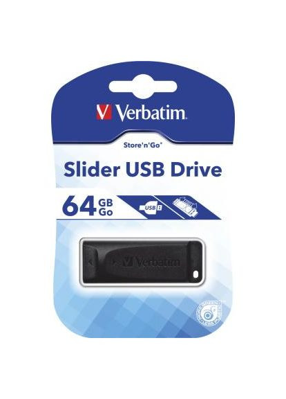 USB флеш накопичувач (98698) Verbatim 64GB Slider Black USB 2.0 (366648195)