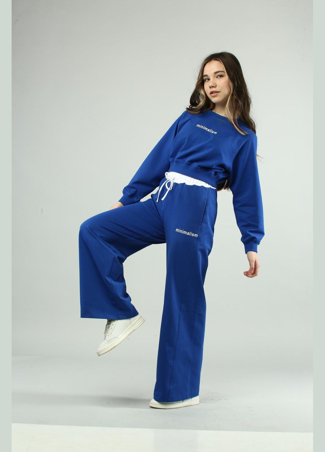 Синій демісезонний костюм мінімалізм електрик брючний IRmAS