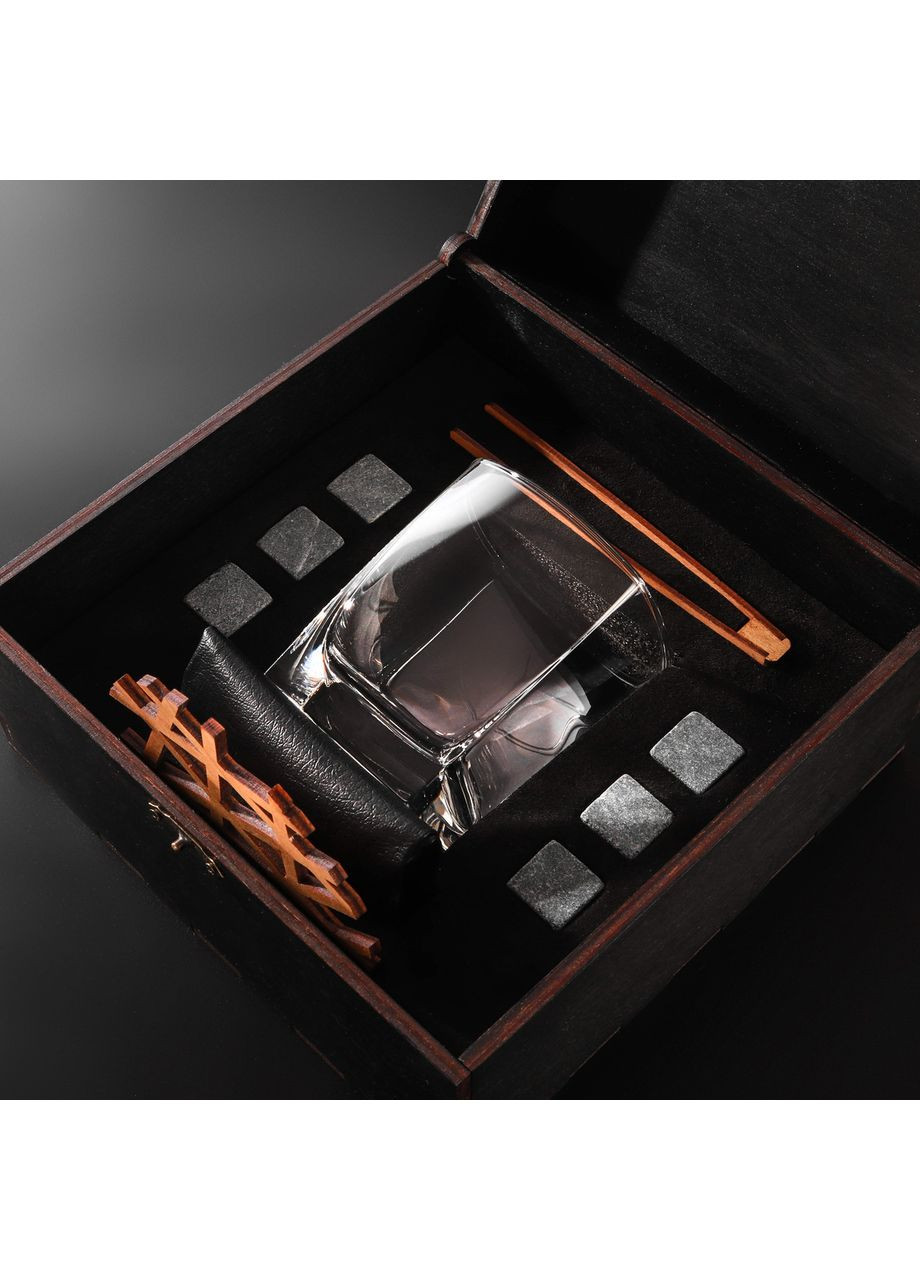 Камни для виски Деревянная коробка + Стакан Sterling 300 мл Темная No Brand (365654966)