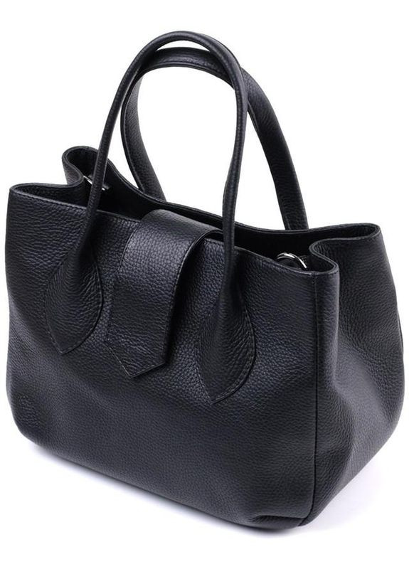 Сумка шоппер жіноча з натуральної шкіри на плече середня Чорний 39053 Shvigel (353302638)