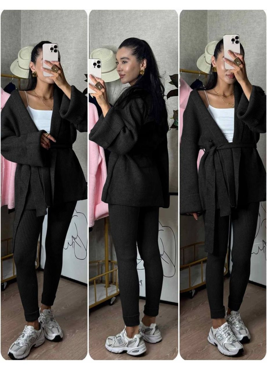 Жіночий костюм з легінсами та кардиганом на поясі з ангори MonCher (359380604)