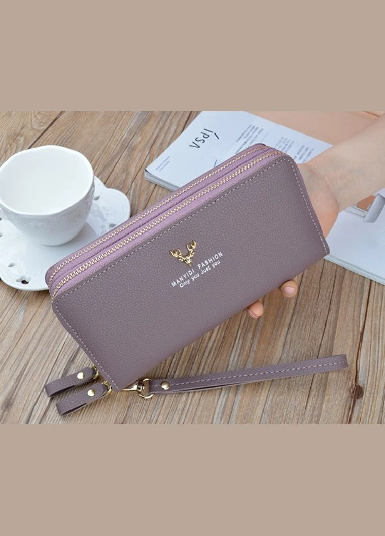 Женский кошелек клатч на 2 отдела с ручкой Фиолетовый No Brand (299313970)