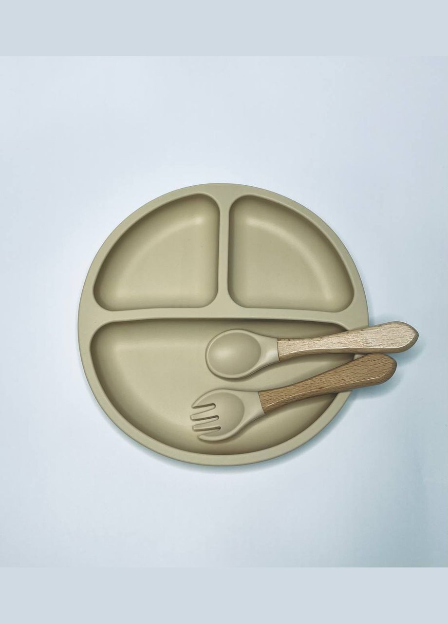 Посуд дитячий Силіконовий для першого прикорму набір з 6 предметів Бежевий (0014) No Brand (311669274)