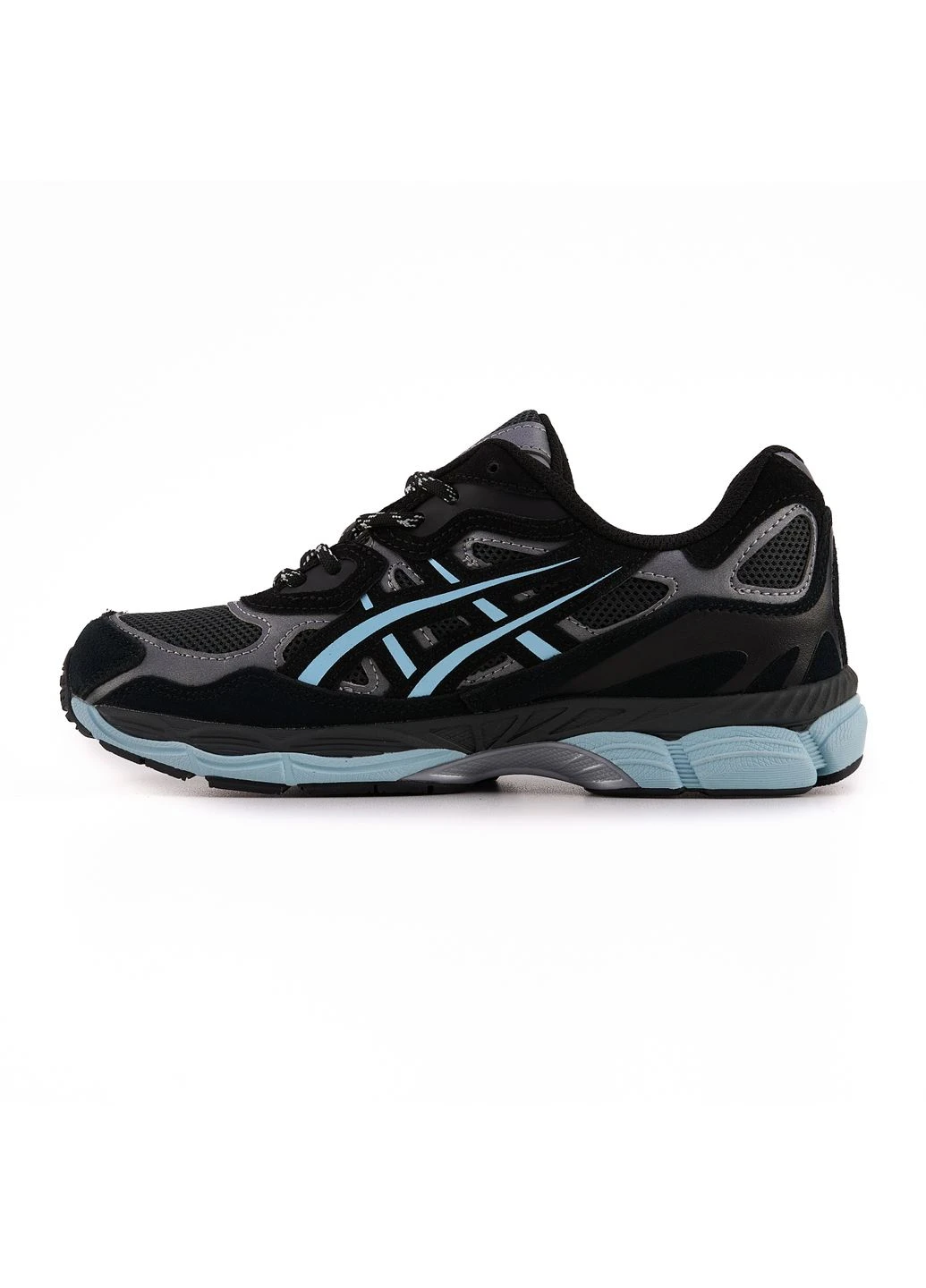 Черные летние кроссовки asics gel-nyc black blue асикс гель нюк No Brand
