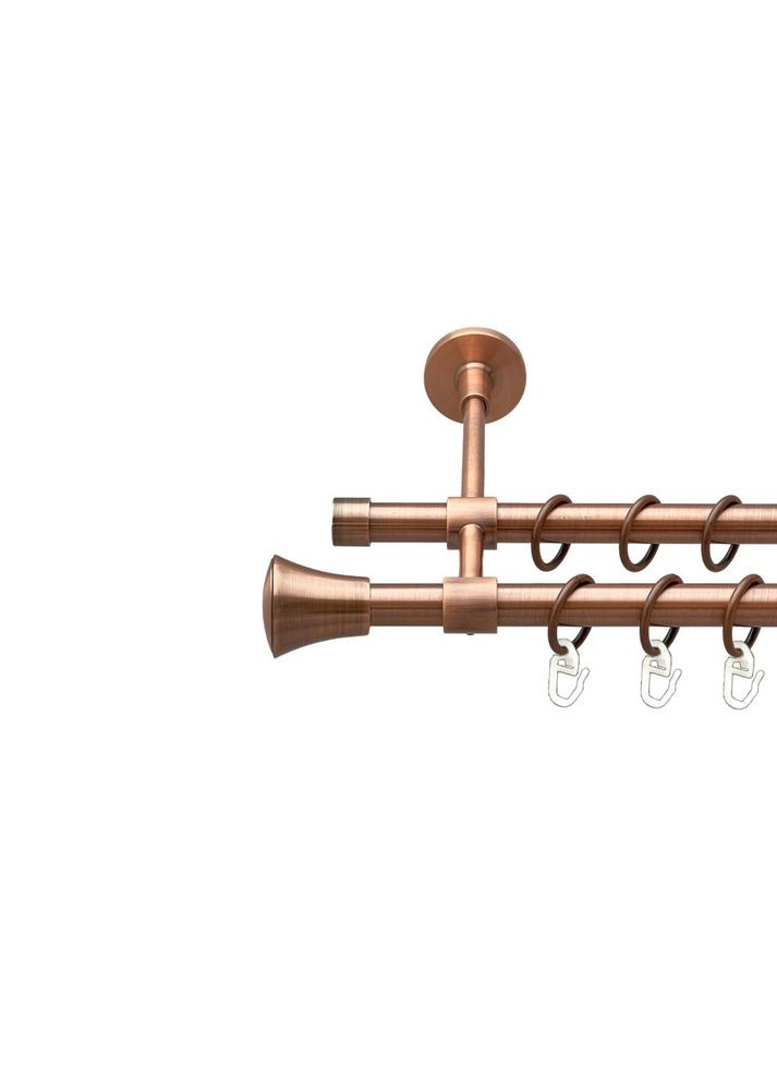 Карниз Принц металлический двухрядный закрытая гладкая труба Медь 16\16 мм 300 см (00-00019949) ORVIT (300689366)
