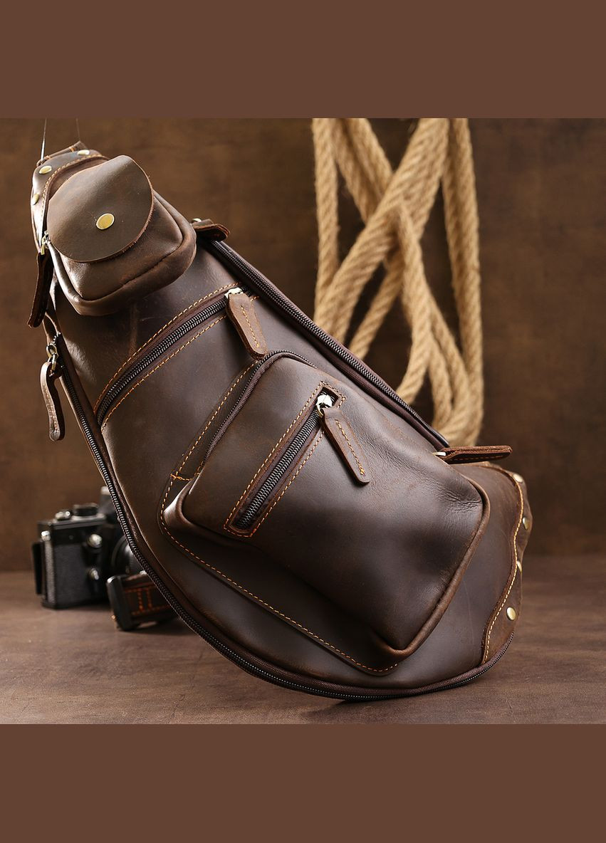 Шкіряна чоловіча вінтажна сумка через плече 20373 Коричневий Vintage (298569335)