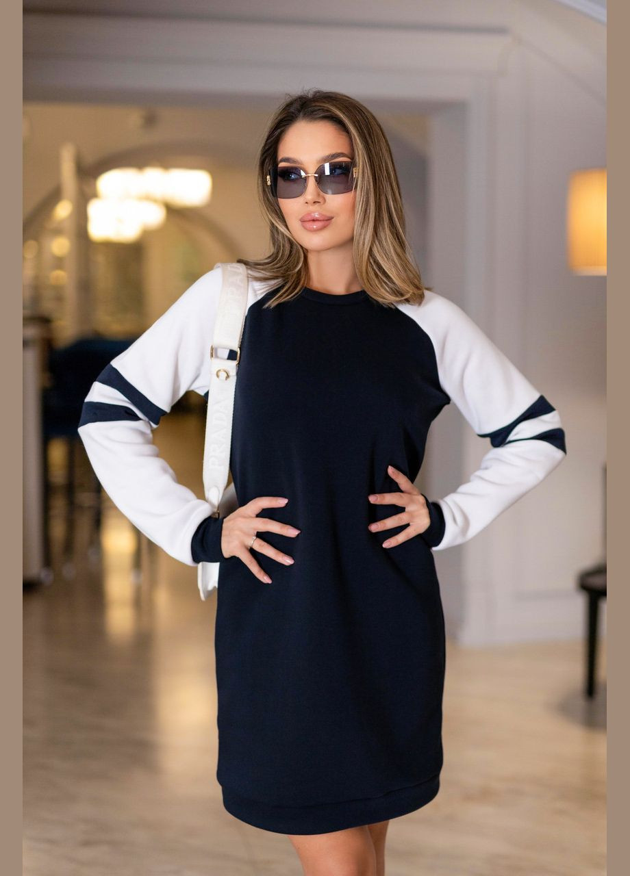 Синя тепла сукня з тринитки на флісі Fashion Girl