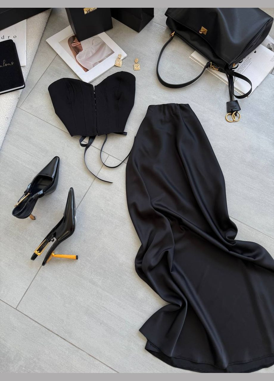 Жіночий костюм з корсетним топом і шовковою спідницею No Brand Б1436/1437-494 (341280002)