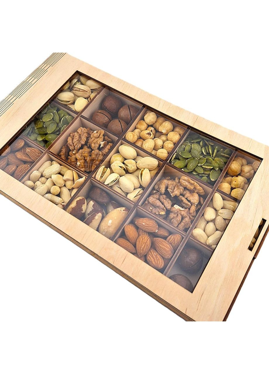 Подарунковий набір горіхів у дерев'яній коробочці 500 грамів. Царство Меду (324627842)