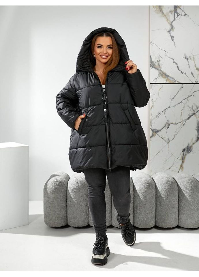 Черная демисезонная куртка еврозима ну-1425/1 ( ) No Brand