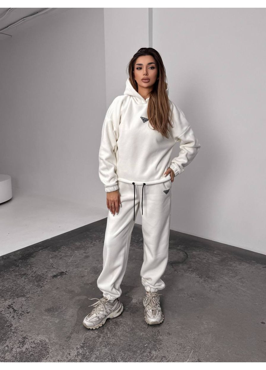 Женский костюм флисовый с капюшоном молочного цвета 35901 Fashion (368153110)