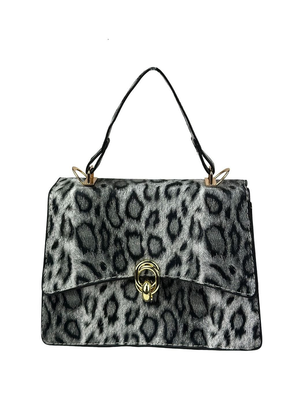 Женская сумка каркасная кроссбоди через плечо из экокожи с клапаном Леопардовая RoyalBag P1-369-9075 (331879754)