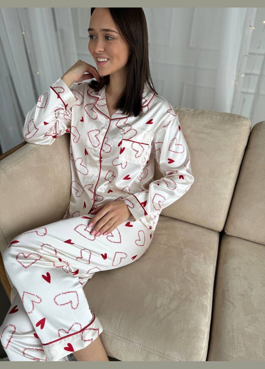 Молочна всесезон піжама жіноча сорочка + брюки No Brand