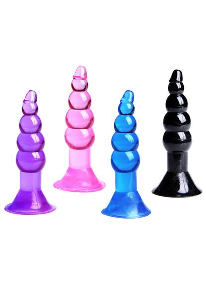 Анальная пробка 2.5 см Bubble елочка мягкая силиконовая на присоске Розовый Focus (303906308)