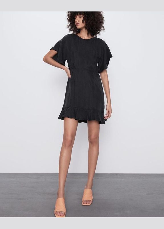 Чорна сукня чорна плаття в талію міні Zara