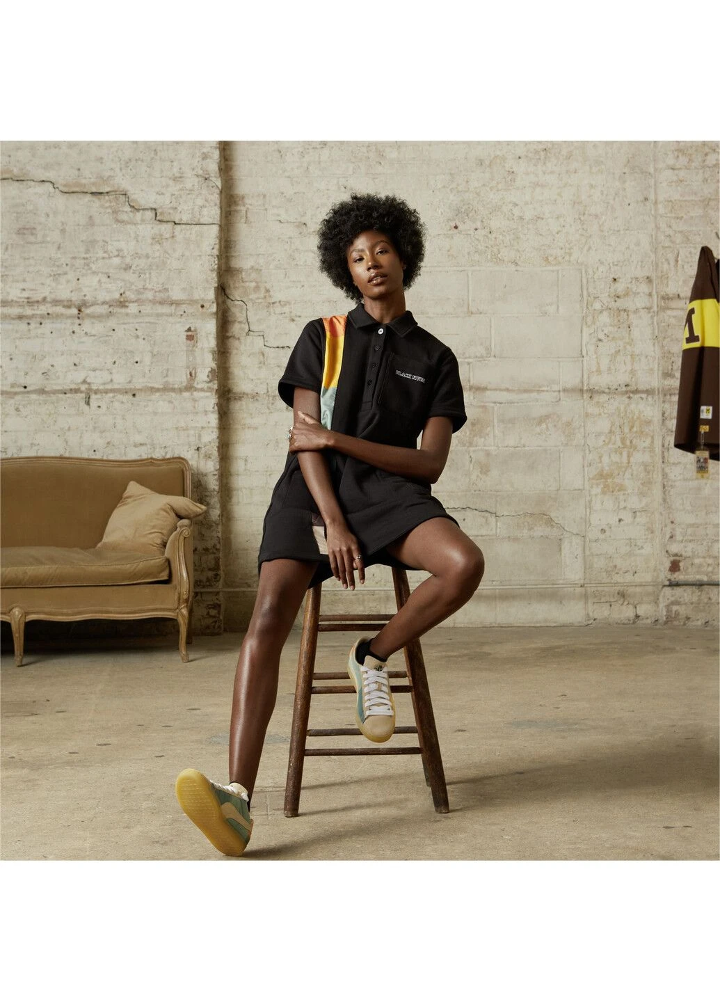 Черное спортивное платье x black fives basketball jersey dress women Puma однотонное