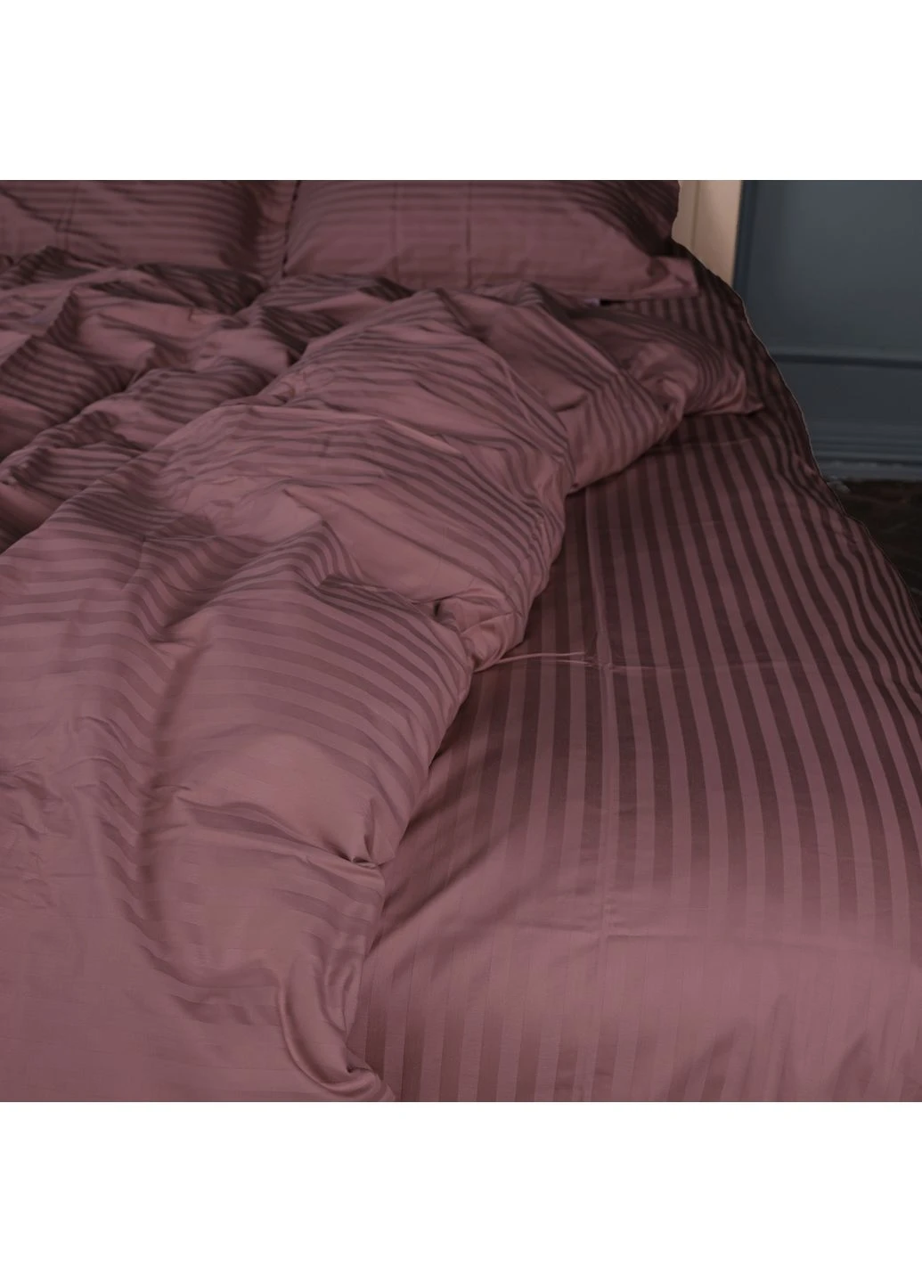 Постільна білизна Satin Stripe 30-0008 Smoky Pink Двоспальний Mirson (398967585)