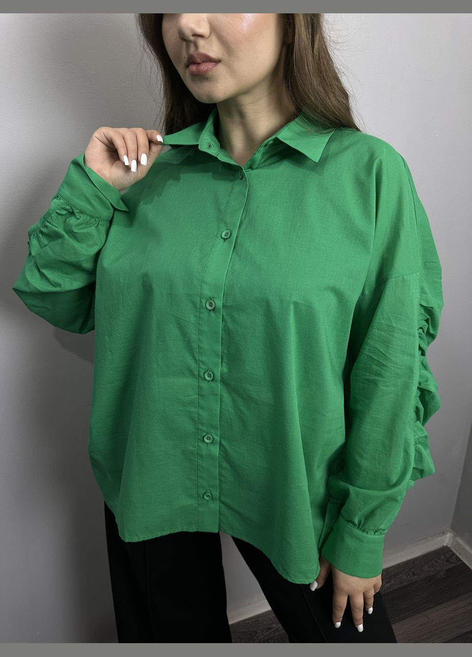 Зелёная женская рубашка зелёная дизайнерская mkkc9026-1 Modna KAZKA