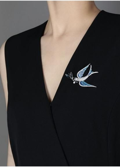 Брошь "Птица", брошка шпилька, синяя No Brand (323223700)