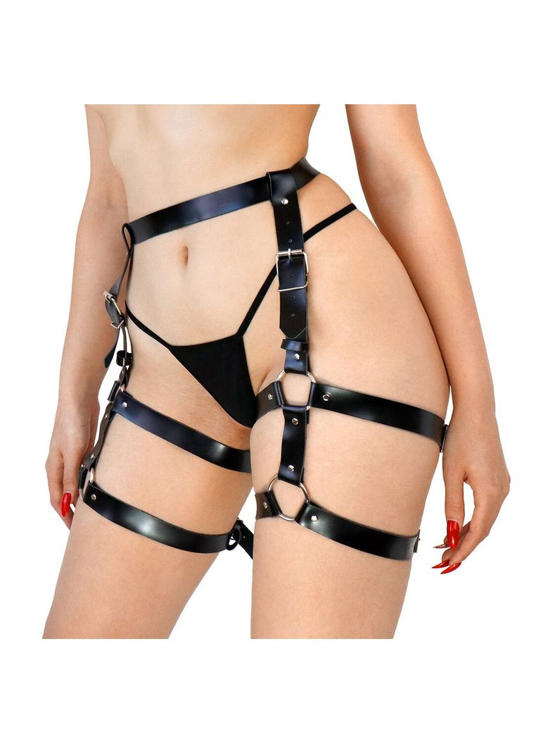 Кожаные гартеры - Melani Leather garters XS-M Черные - CherryLove Art of Sex (282966702)