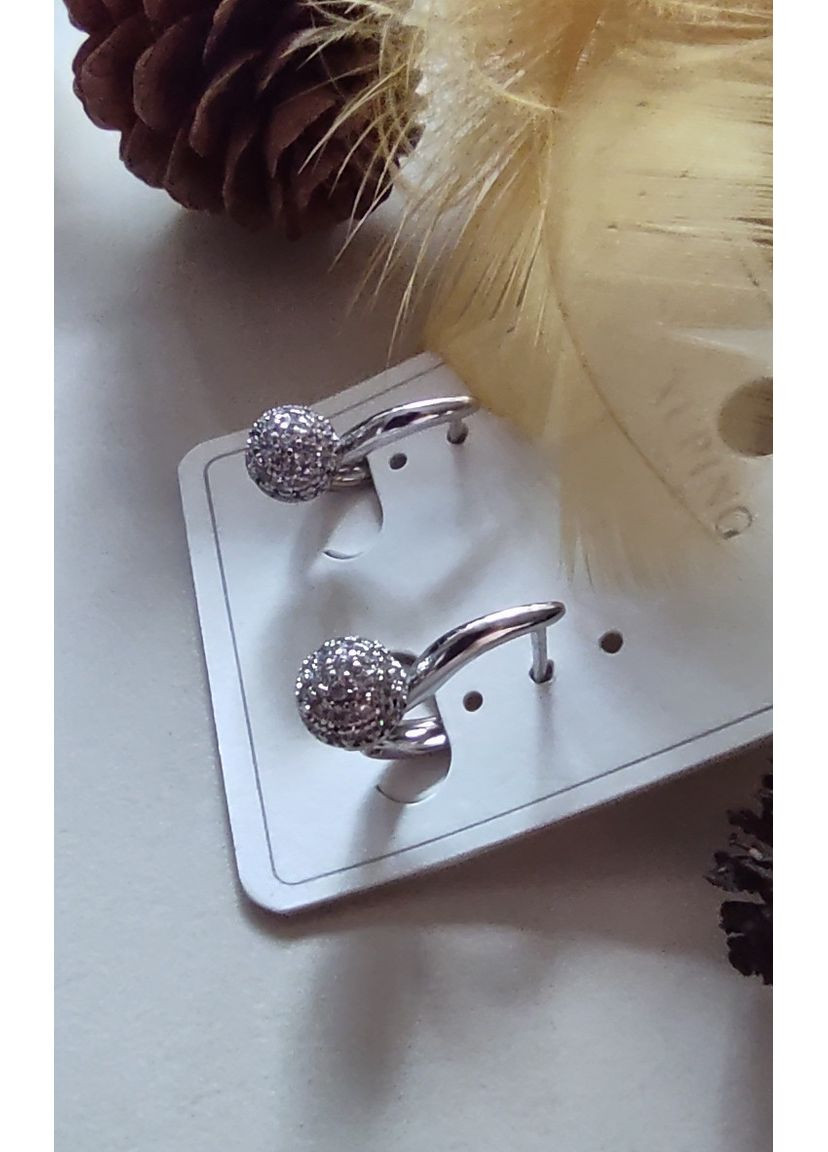 Серьги шарики с фианитами родий Xuping Jewelry (370792352)