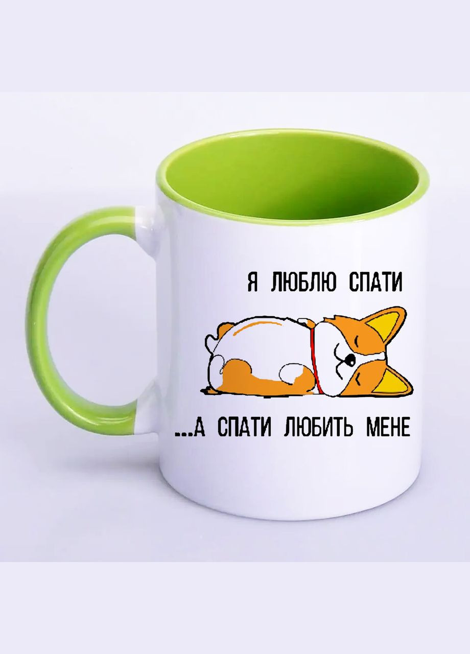 Чашка с принтом "Я люблю спать" 330мл (цвет салатовый) (19398) No Brand (312487372)