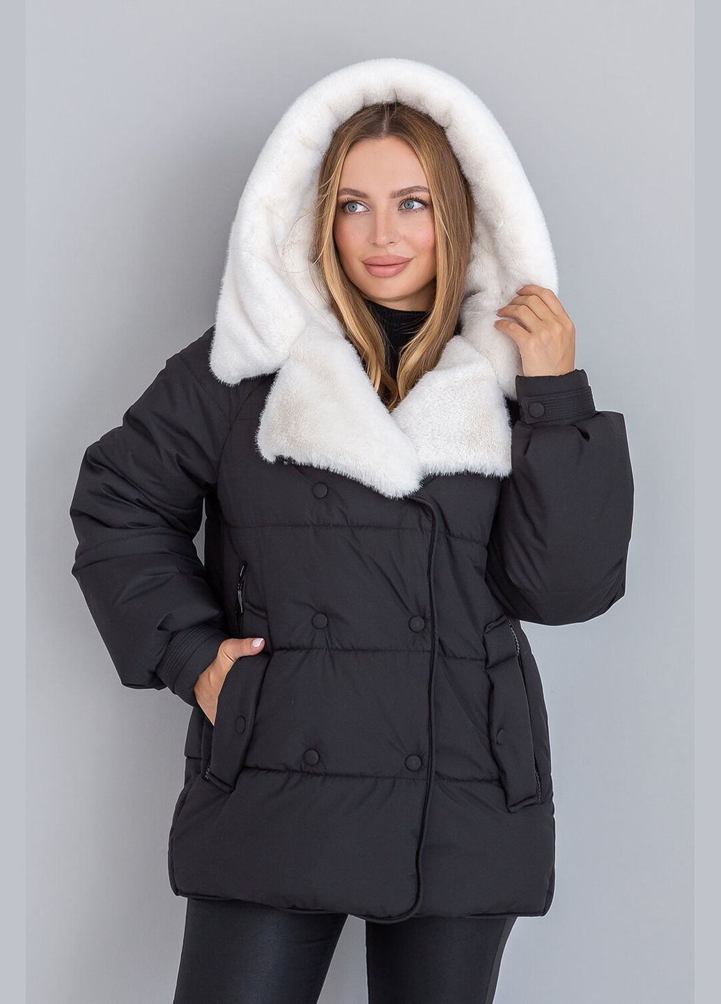 Чорна зимня куртка зимова жіноча "дора" MioRichi