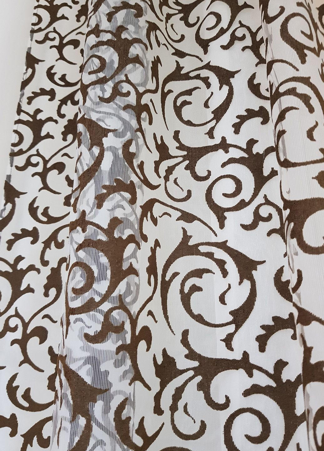 Комплект тюль до подоконника и штора Вензель карниз 200см белый с коричневым (71_1к) Firanka Venzel (364502923)