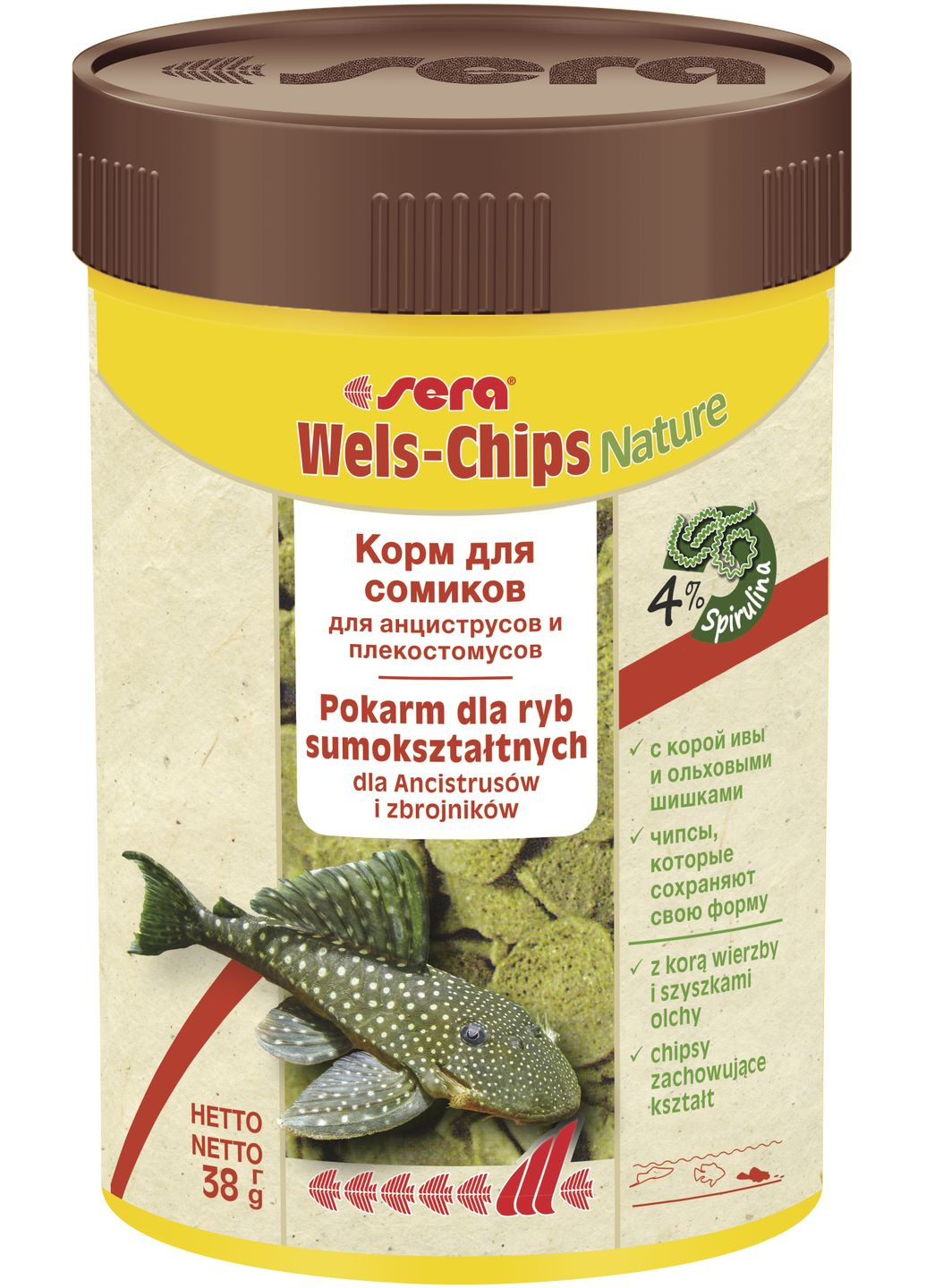 Корм Wels-Chips Nature для донных рыб в чипсах 100 мл 38 гр Sera (278369077)